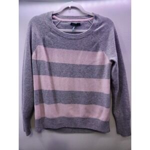APT. 9 100% CASHMERE SWEATER LIGHT Grey/pink Stripe Size Medium